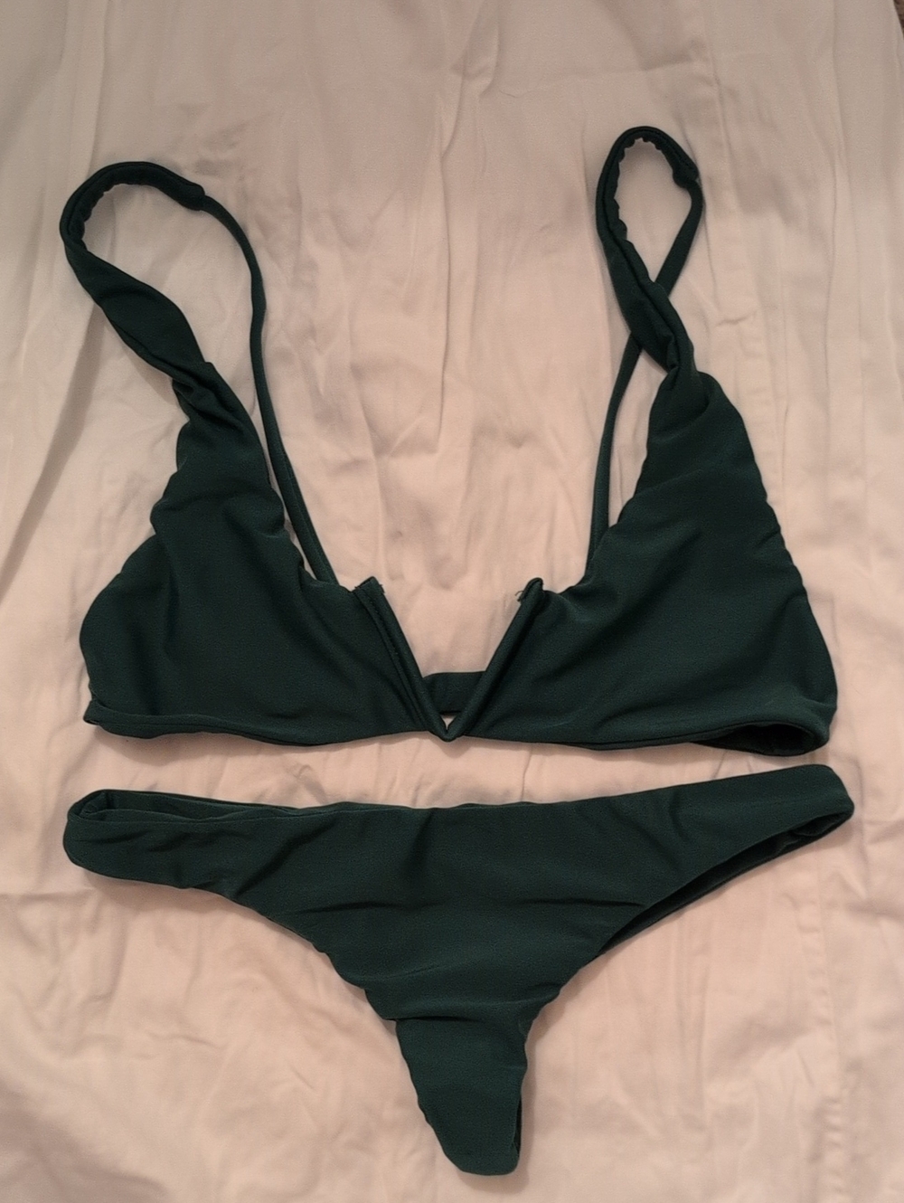 Deep Teal V‑Notch Women's Bikini Set